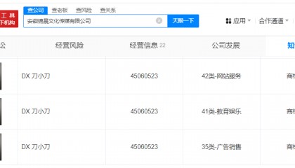 刀小刀名下公司申请刀小刀商标被驳回 刀小刀因426万案款被限消