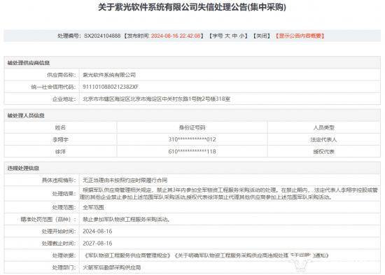 紫光软件被某系统全部暂停采购资格 啥情况？总经理李翔宇怎么看